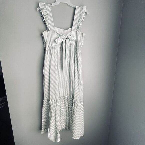 Gal Meets Glam Maxi Dress  12 Jasmine Ruffle Tier Maxi Green Stripe Cottagecore - Picture 2 of 16